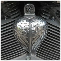 Chrome Dome Aged Angel Wing Heart Horn Cover