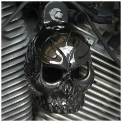 Chrome Dome Gloss Black Evil Twin Skull Horn Cover
