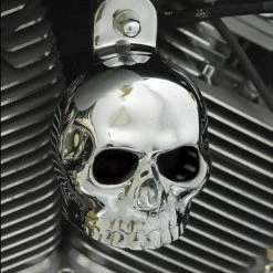 Chrome Dome Chrome 3-D Skull With Cut Out Eyes Horn Cover